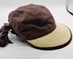 August Accessories Double Up Framer Hat Natural/Brown NWT Cotton Paper