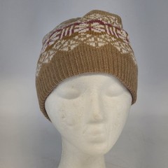 Women’s Knit Beanie Hat Beige Pink White Acrylic Winter Cap Size S Soft China