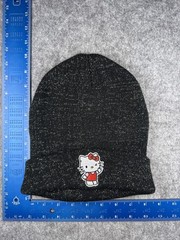 Hello Kitty Hat Beanie Womens One Size Black Knit Embroidered Winter Warm Casual