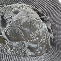 April Cornell Black Corduroy Bucket Hat Floral Rayon Lining Vintage Cottagecore.