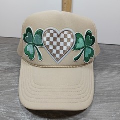 Patchy Trucker Trendy Mesh Hat Checker Heart Flag Womens Girls Gold Rope Cap
