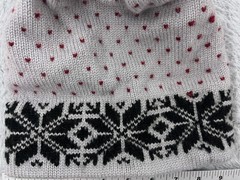 Beanie Toque Adult One Size Gray Red Fair Isle Knit 100% Wool Made USA Ski Pom
