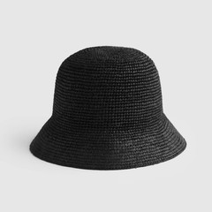 Hand Crocheted Raffia Bucket Hat Seamless Sun Hat Small Medium Natural