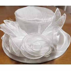 Women Organza Wide Brim Ruffle Sun Hat Wedding Flower Mesh Vintage