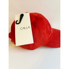 CALIA Women Red Corduroy Baseball Cap Adjustable Hat Logo Embroidery NEW