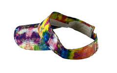 Multicolored Tie Dye Print Women Visor Hat Cotton Polyester One Size Adjustable