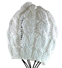 Hand Knit Winter Hat White Chunky Unisex Beanie Accessory Acrylic Yarn Warm