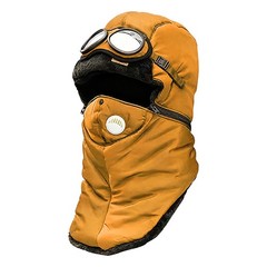 Winter Thermal Trapper Hat with Glasses Winter Cycling Windproof Ski Mask Cap
