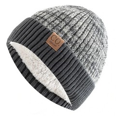 Brand New Beanie Two Tone Unisex Knit Beanie Winter Hats Add Fur Lined Fasion