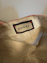 GUCCI Monogram Baseball Cap Hat GG Logo Gold Metal Canvas Pink L Large 59cm