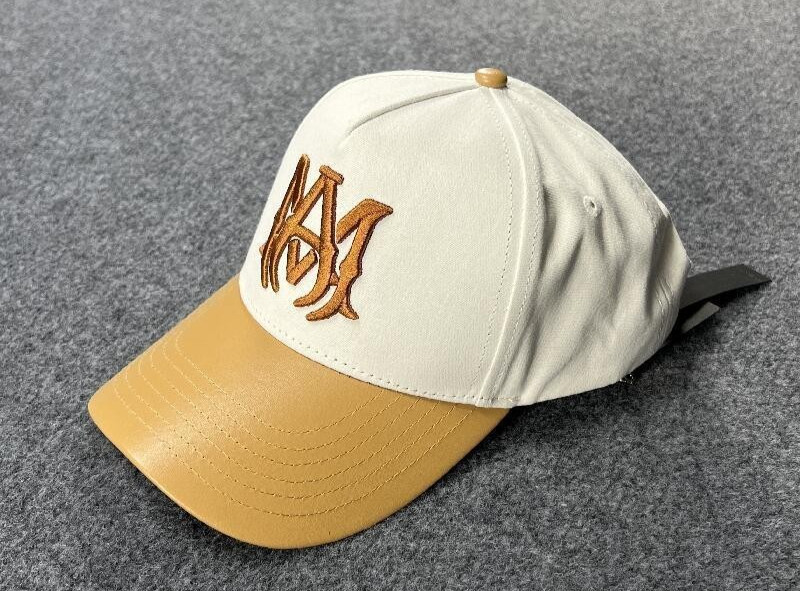 Amiri Cream Tan Color Block Cap Gothic Letter Embroidery Everyday Street Cap