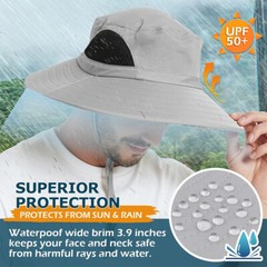 Men Women Wide Brim Sun Hat UV Protection Summer Boonie Bucket Cap for Outdoor