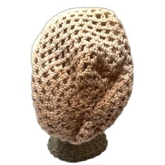 Handmade Crochet Beanie Unisex Slouchy Ombre Cream Rose Boho Cozy Knit Hat Gift
