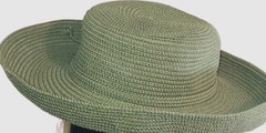 Woolrich Woven Straw Cotton Polyester Sun Hat 2”Brim Moss Green Travel Coastal