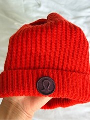 lululemon athletica Bright Red Ribbed Knit Beanie