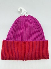 MICHAEL KORS Plaited Fisherman ribbed wool women’s beanie winter hat in Fuchsia