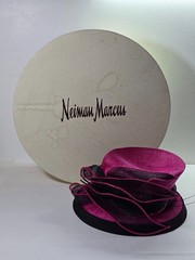 (BRAND NEW) Suzanne bettley (NEIMAN MARCUS) Fuchsia and Black Straw Hat