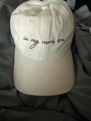 Embroidered Mom Era Beige Cotton Twill Adjustable Baseball Cap Hat for Women