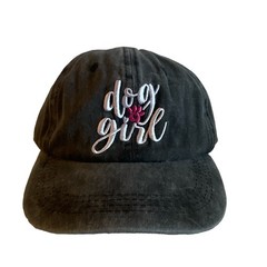 Dog Girl Cap Women’s Hat Adjustable Brass Buce, Cotton Distressed Gray Paw