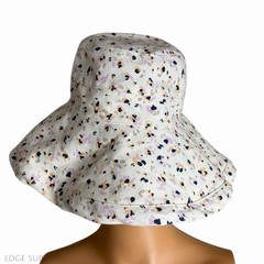 A New Day White Purple Speckle Print Gardening Cotton Sun Bucket Hat One Size