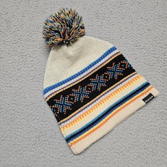Burton Fair Isle Heritage Beanie Pom Pom Knit Winter Hat Striped Multi Color Cap