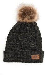 Women’s Winter Fleece Fuzzy Lined Cable Knitted Pom Pom Multi Solid Color Beanie