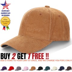 Corduroy Dad Hat Baseball Classic Adjustable Soft Plain Cap Unisex Men Women
