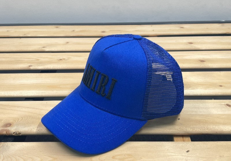 Amiri Retro All-Blue Trucker Cap Raised Vertical Letter Daily Outdoor Hat