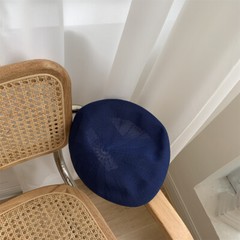 Women Summer Lightweight French Beret Breathable Thin Solid Color Beanie Hat