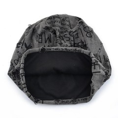 Letter Print Beanie Hats For Women Men Vintage Distressed Cracked Design
