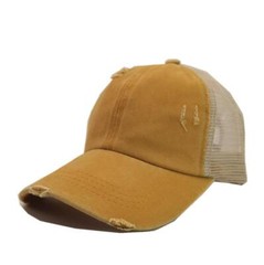 Mesh Back Ponytail Baseball Cap Polo Style Mesh Caps Plain Adjustable