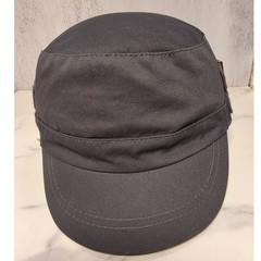 Target Charcoal Gray Cotton Twill Military Cadet Hat with Side Buckle Detail