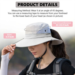 Women Sun Hat Ponytail Hole Bucket Wide Brim Boonie Summer Safari UV Protection