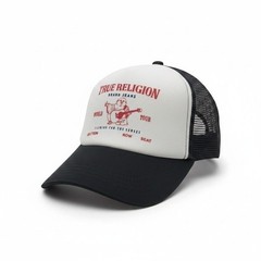 True Religion XXS Petite Womens Girls World Tour Buddha Trucker Hat Black White