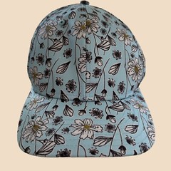 Womens Hat Cap Adult Strap Back Blue Black All Over Floral Print Women