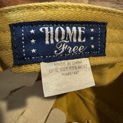 Home Free Texas TX USA Heart Hat Cap Yellow Mustard Adjustable Distressed Washed