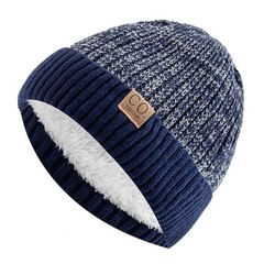 Brand New Beanie Two Tone Unisex Knit Beanie Winter Hats Add Fur Lined Fasion